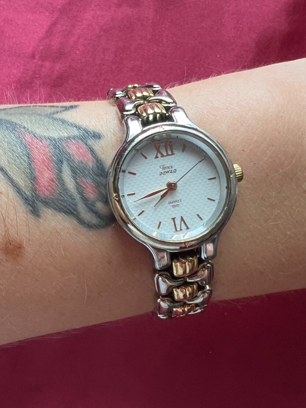 Timex Indiglo Quartz Women’s Two-Tone Stainless Bracelet White Dial